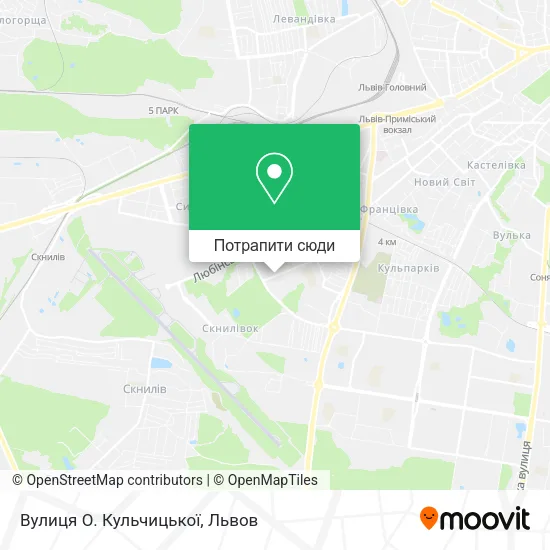 Карта Вулиця О. Кульчицької