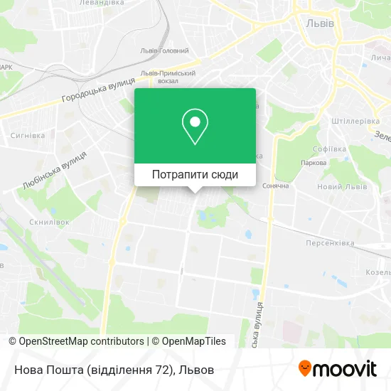 Карта Нова Пошта (відділення 72)