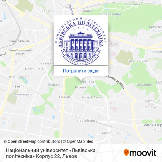 Карта Національний університет «Львівська політехніка» Корпус 22