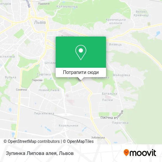 Карта Зупинка Липова алея