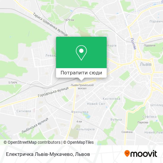Карта Електричка Львів-Мукачево