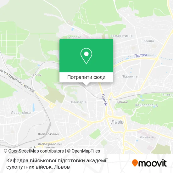Карта Кафедра військової підготовки академії сухопутних військ