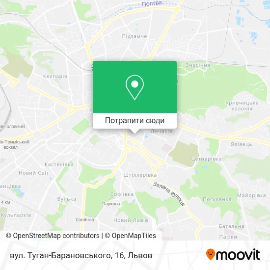 Карта вул. Туган-Барановського, 16