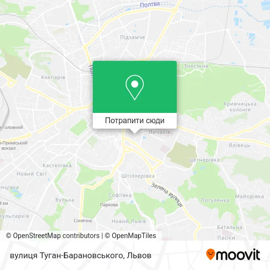 Карта вулиця Туган-Барановського