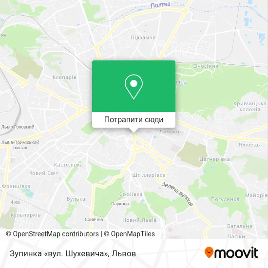 Карта Зупинка «вул. Шухевича»