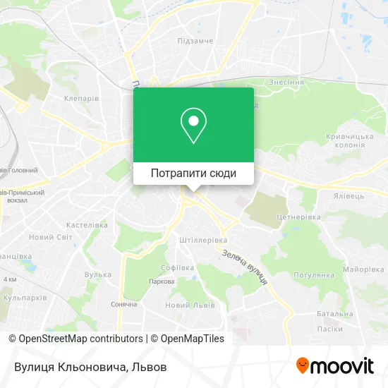 Карта Вулиця Кльоновича
