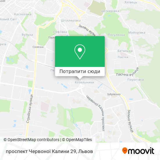 Карта проспект Червоної Калини 29