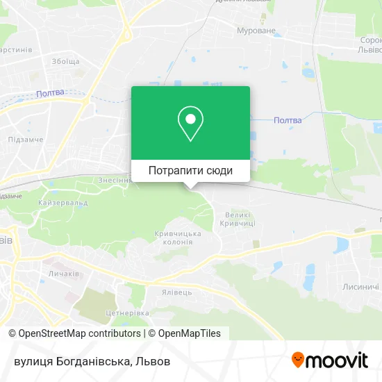 Карта вулиця Богданівська