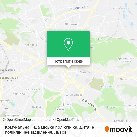 Карта Комунальна 1-ша міська поліклініка. Дитяче поліклінічне відділення