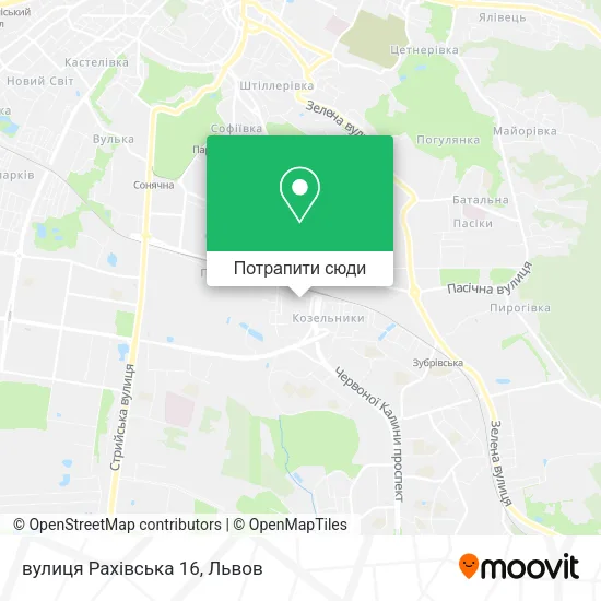 Карта вулиця Рахівська 16