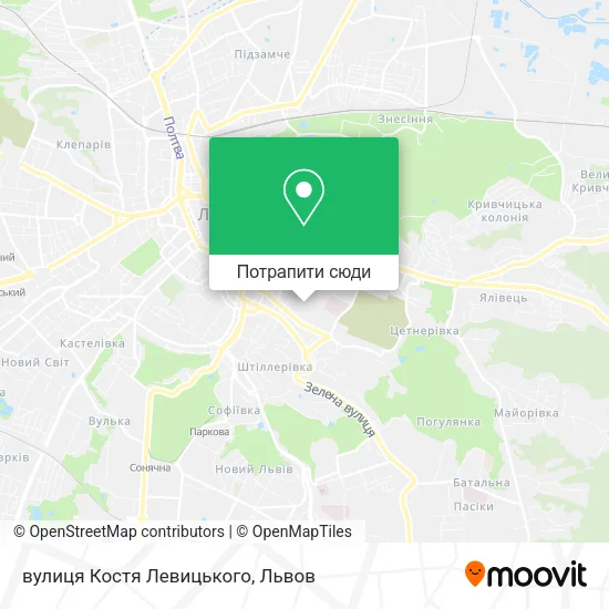 Карта вулиця Костя Левицького