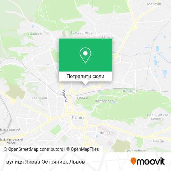 Карта вулиця Якова Остряниці