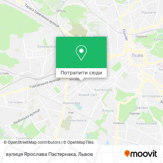 Карта вулиця Ярослава Пастернака