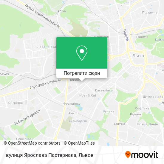 Карта вулиця Ярослава Пастернака
