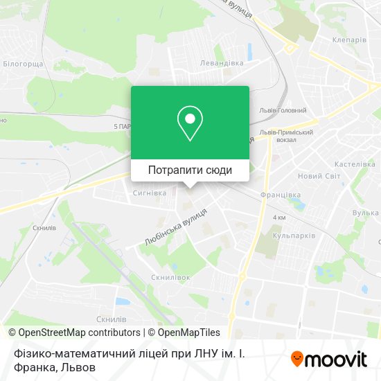 Карта Фізико-математичний ліцей при ЛНУ ім. І. Франка