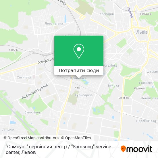Карта "Самсунг" сервісний центр / "Samsung" service center