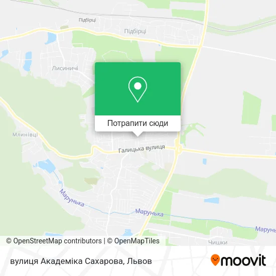 Карта вулиця Академіка Сахарова