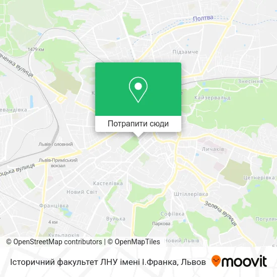 Карта Історичний факультет ЛНУ імені І.Франка