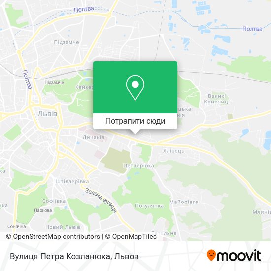 Карта Вулиця Петра Козланюка