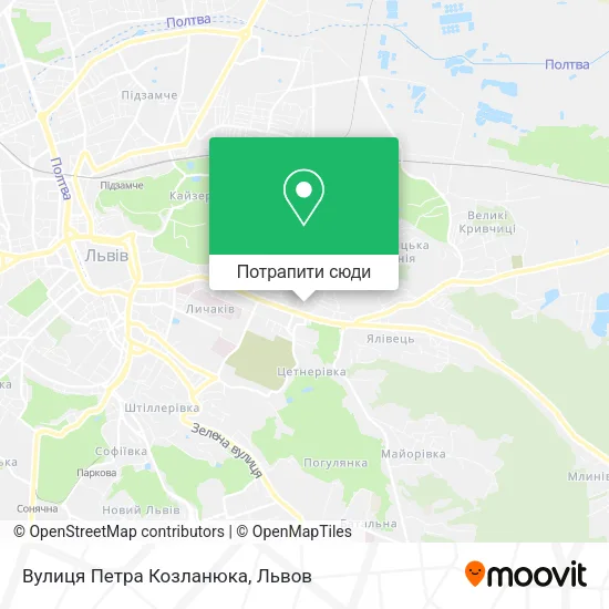 Карта Вулиця Петра Козланюка
