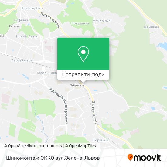 Карта Шиномонтаж ОККО,вул.Зелена