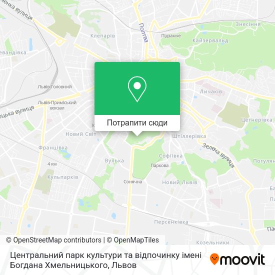 Карта Центральний парк культури та відпочинку імені Богдана Хмельницького