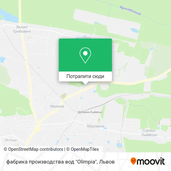 Карта фабрика производства вод "Olimpia"