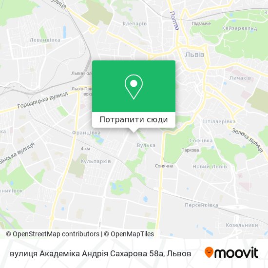 Карта вулиця Академіка Андрія Сахарова 58а