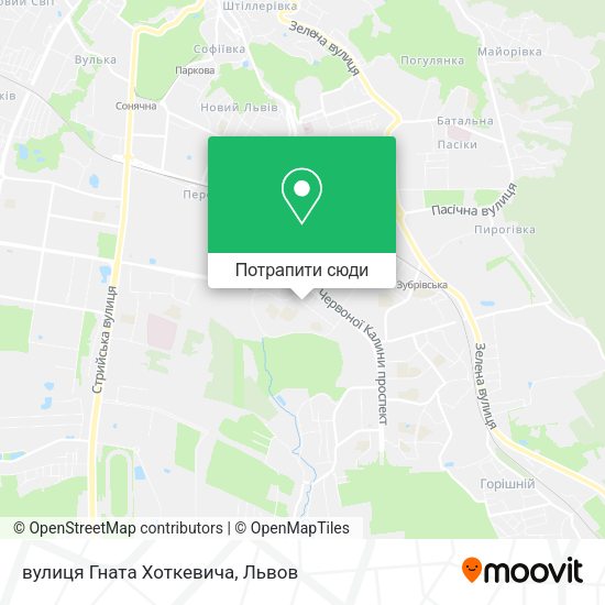 Карта вулиця Гната Хоткевича