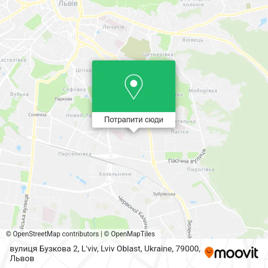 Карта вулиця Бузкова 2, L'viv, Lviv Oblast, Ukraine, 79000