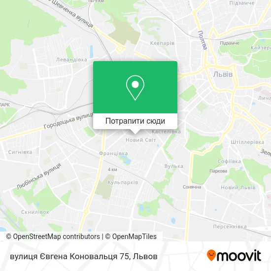 Карта вулиця Євгена Коновальця 75