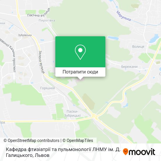 Карта Кафедра фтизіатрії та пульмонології ЛНМУ ім. Д. Галицького
