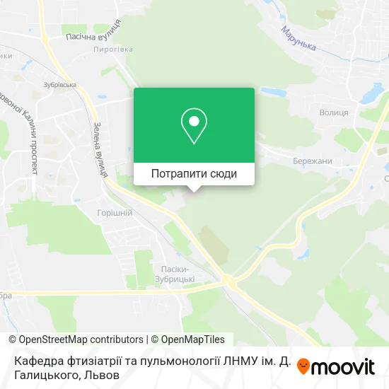 Карта Кафедра фтизіатрії та пульмонології ЛНМУ ім. Д. Галицького