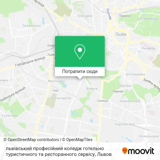 Карта львівський професійний коледж готельно туристичного та ресторанного сервісу