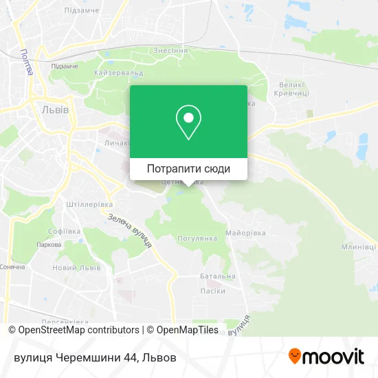 Карта вулиця Черемшини 44