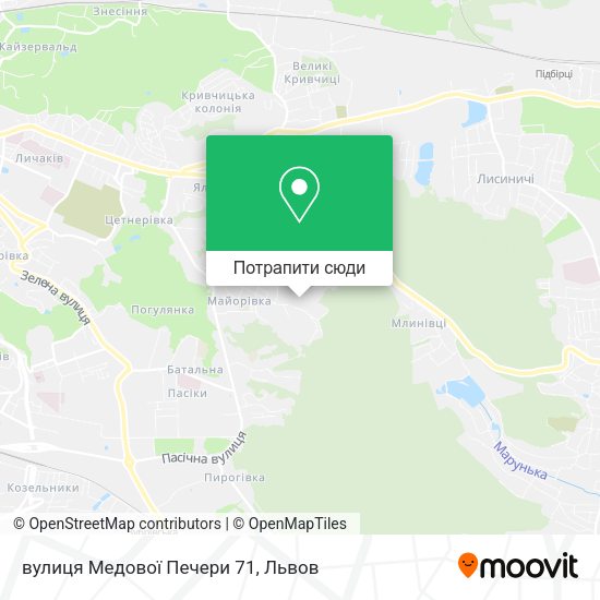 Карта вулиця Медової Печери 71
