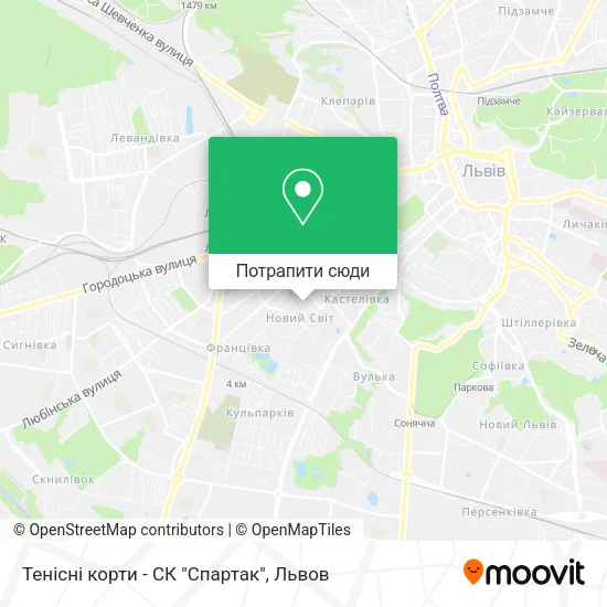 Карта Тенісні корти - СК "Спартак"