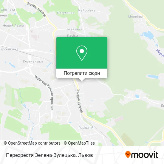 Карта Перехрестя Зелена-Вулецька