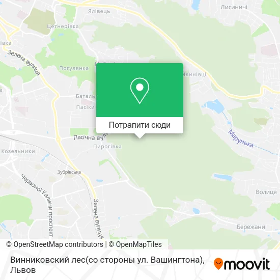 Карта Винниковский лес(со стороны ул. Вашингтона)