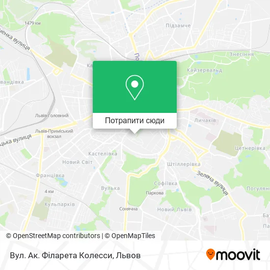 Карта Вул. Ак. Філарета Колесси