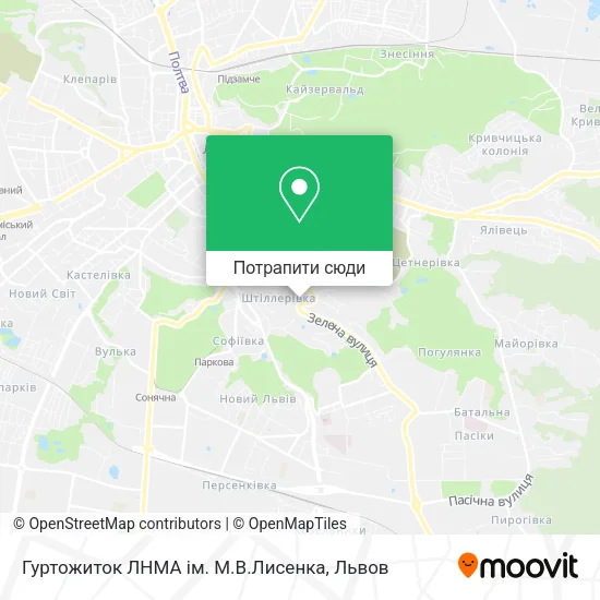 Карта Гуртожиток ЛНМА ім. М.В.Лисенка