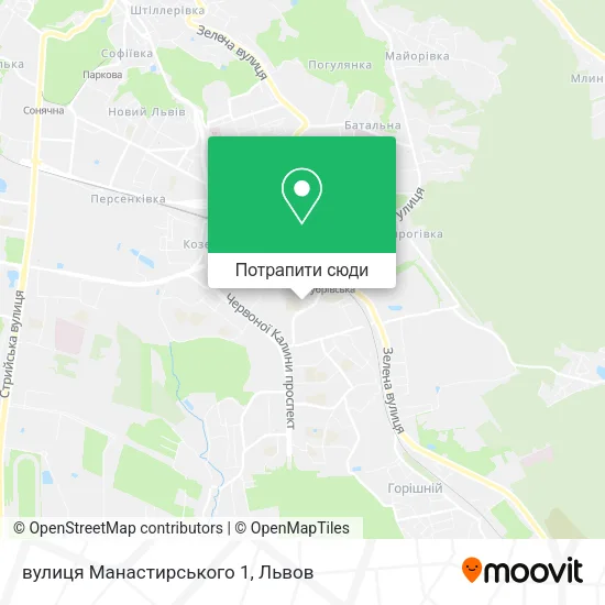 Карта вулиця Манастирського 1