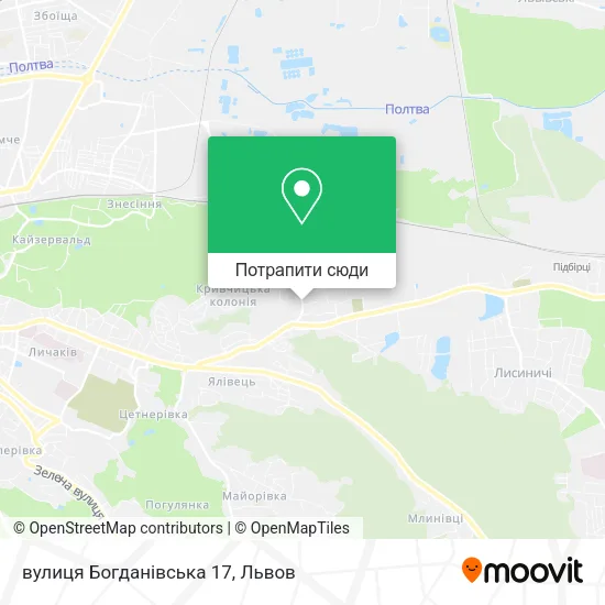 Карта вулиця Богданівська 17