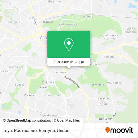 Карта вул. Ростислава Братуня