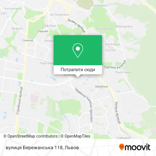 Карта вулиця Бережанська 118