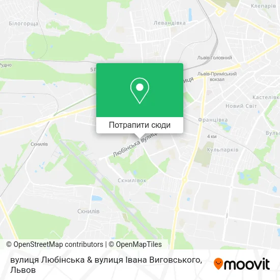 Карта вулиця Любінська & вулиця Івана Виговського