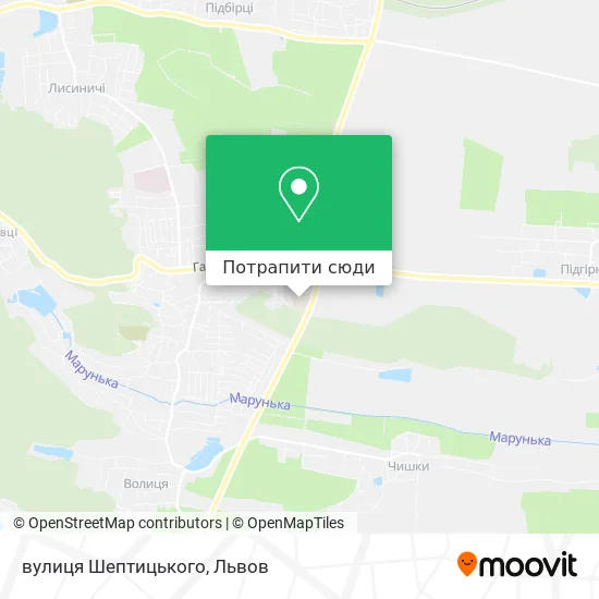 Карта вулиця Шептицького