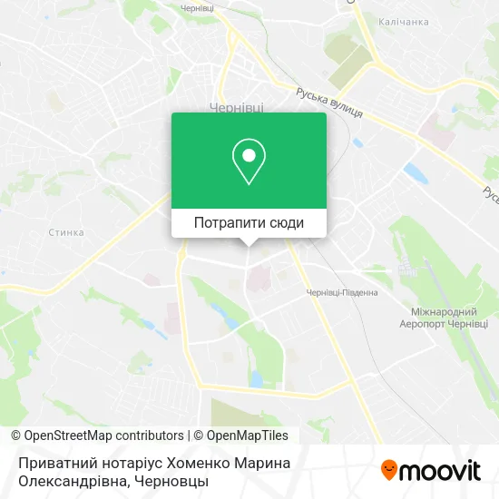 Карта Приватний нотаріус Хоменко Марина Олександрівна