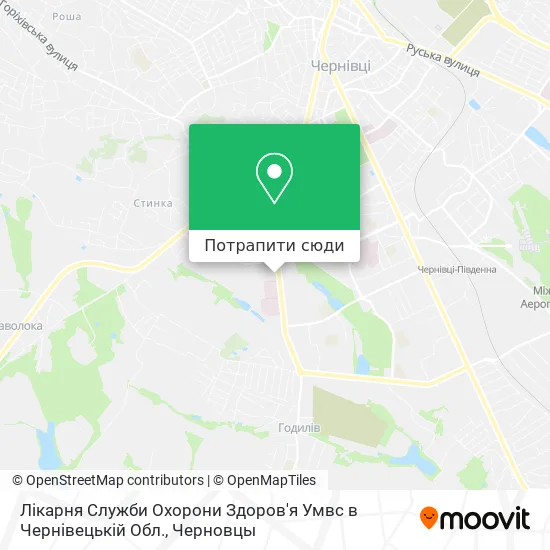 Карта Лікарня Служби Охорони Здоров'я Умвс в Чернівецькій Обл.