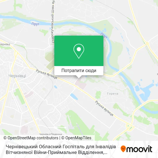 Карта Чернівецький Обласний Госпіталь для Інвалідів Вітчизняної Війни-Приймальне Відділення